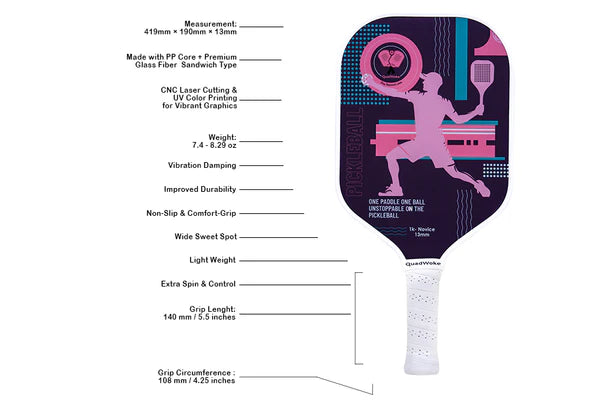 QuadWoke 1K-Novice Beginner's Pickleball Paddle